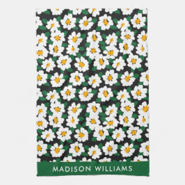 Monogram Flowers Elegant Stylish Kitchen Towel Theedoek