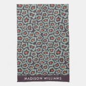 Monogram Flowers Elegant Stylish Kitchen Towel Theedoek (Verticaal)