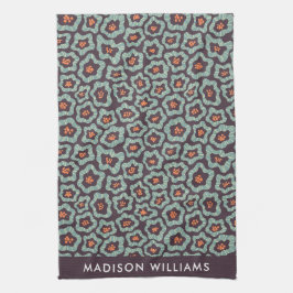 Monogram Flowers Elegant Stylish Kitchen Towel Theedoek