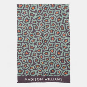 Monogram Flowers Elegant Stylish Kitchen Towel Theedoek