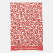 Monogram Flowers Elegant Stylish Kitchen Towel Theedoek (Verticaal)
