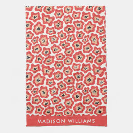 Monogram Flowers Elegant Stylish Kitchen Towel Theedoek