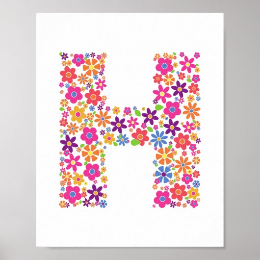 Monogram Flowers Floral Letter H Poster (Voorkant)