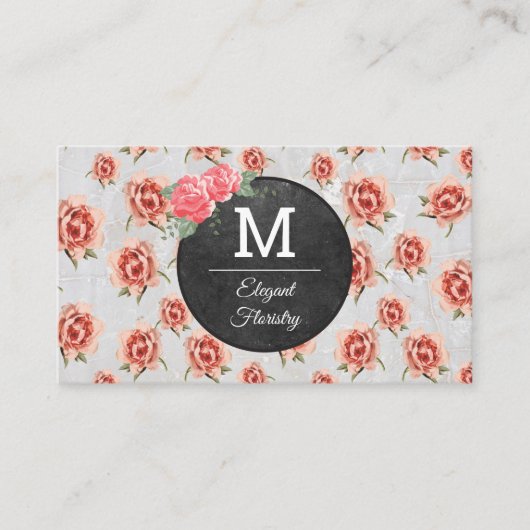 Monogram Flowers Patroon | Steen Visitekaartje (Voorkant)
