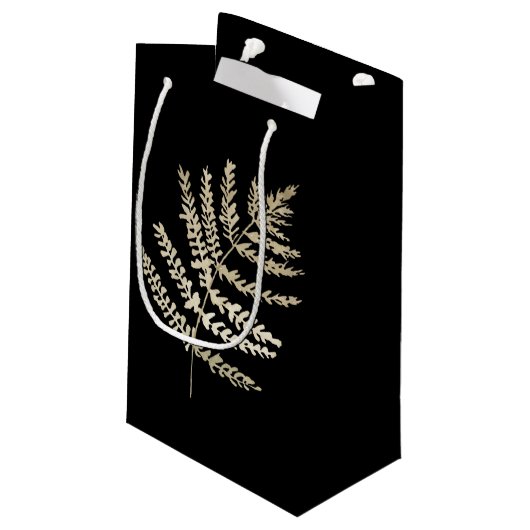 Monogram Foliage Bruiloft Zwart Welkom Klein Cadeauzakje (Achterkant Gekanteld)