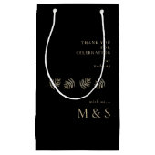 Monogram Foliage Bruiloft Zwart Welkom Klein Cadeauzakje (Voorkant)