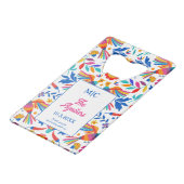 Monogram Folk Art Floral Fiesta Trouwgunst Creditkaart Flessenopener (Voorkant Gekanteld)