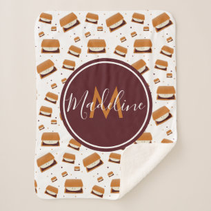 Monogram Food Smore Cute Sherpa Deken