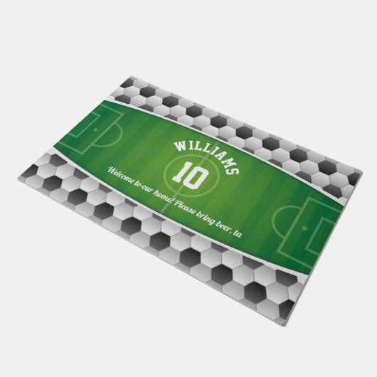 Monogram Football Voetbal Sport Groen Deurmat (Schuin)