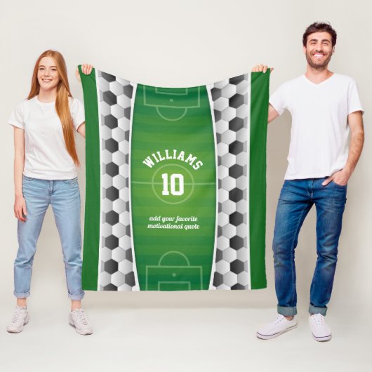 Monogram Football Voetbal Sport Groen Fleece Deken (In situ)