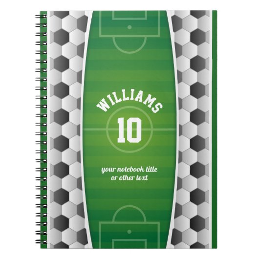Monogram Football Voetbal Sport Groen Notitieboek (Voorkant)