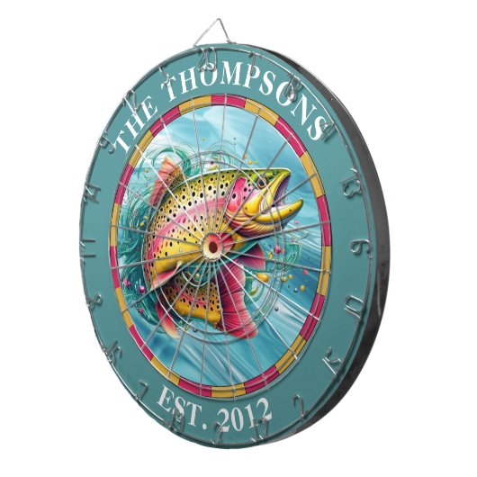 Monogram forelvliegvisser dartbord (Voorkant Rechts)