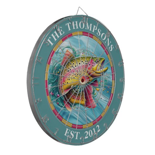 Monogram forelvliegvisser dartbord (Voorkant Links)