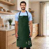 Monogram Forest Green Boho Moody Kitchen Gift Schort