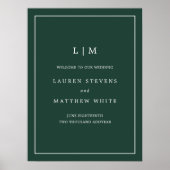 Monogram Forest Green Elegant Welcome Wedding Poster (Voorkant)