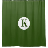 Monogram Forest Green Kleurrijk Elegant Modern Douchegordijn (Voorkant)