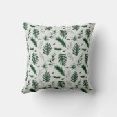 Monogram Forest Green Leaves Botanical 3 Initialen Kussen (Achterkant)