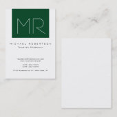 Monogram Forest Green Stripe White Visitekaartje (Voorkant / Achterkant)