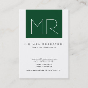 Monogram Forest Green Stripe White Visitekaartje