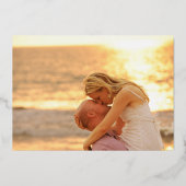 Monogram Formele Foto Weddenschap Bewaardatum Gold Folie Uitnodiging (Achterkant)