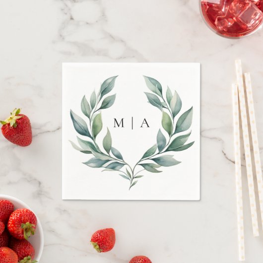 Monogram Formele minimalistische loof bruiloft Servet (Insitu)