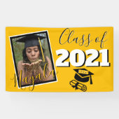 Monogram & Foto Afstuderen Aangepast kleurengoud Spandoek (Horizontaal)