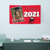 Monogram & Foto Afstuderen Aangepaste kleur rood Spandoek (Beurs)