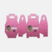 Monogram & Foto Afstuderen Roze Ombre Glitter Bedankdoosjes (Uitgevouwen)