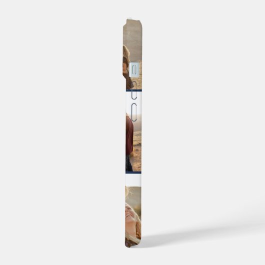 Monogram foto Bold Navy Blauw iPhone 15 Case (Linkerkant)