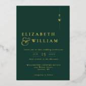 Monogram foto bruiloft smaragdgroen en goud folie uitnodiging (Voorkant)