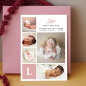 Monogram Foto Collage Baby Girl Birth Aankondiging