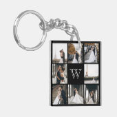 Monogram Foto Collage Black Gift Sleutelhanger (Voorkant Links)