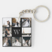Monogram Foto Collage Black Gift Sleutelhanger (Achterkant)