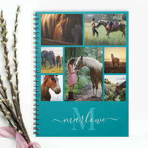 Monogram Foto Collage Blauwgroen Notitieboek Aange