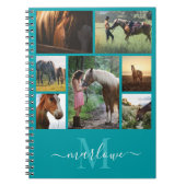Monogram Foto Collage Blauwgroen Notitieboek Aange (Voorkant)