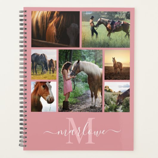 Monogram Foto Collage Blush Roze Naam Planner (Voorkant)
