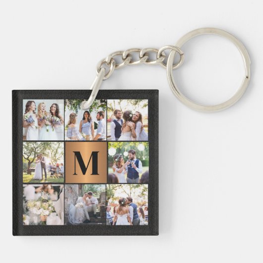 Monogram foto collage familie sleutelhanger (Achterkant)