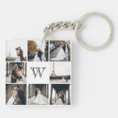 Monogram Foto Collage Gift Sleutelhanger (Achterkant)