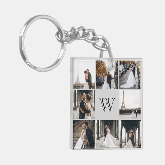 Monogram Foto Collage Gray Sleutelhanger (Voorkant Links)