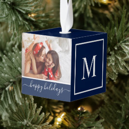 Monogram Foto Collage Happy Holiday Navy Decoratie