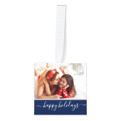 Monogram Foto Collage Happy Holiday Navy Decoratie (Voorkant)
