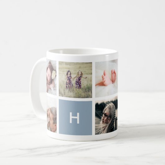 Monogram Foto Collage Mok | Leisteen (Voorkant links)