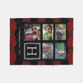 Monogram foto collage van rode buffelplaat fleece deken (Voorkant (Horizontaal))