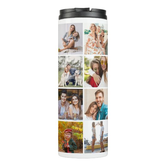 Monogram Foto Collage White Thermosbeker (Achterkant)