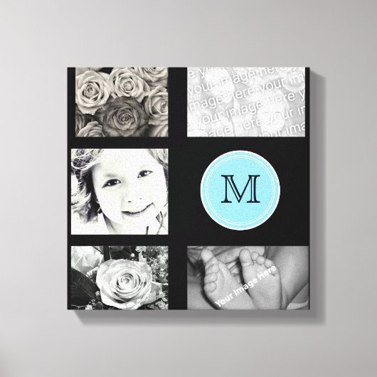 Monogram Foto Collage Wrapped Canvas Afdruk (Voorkant)