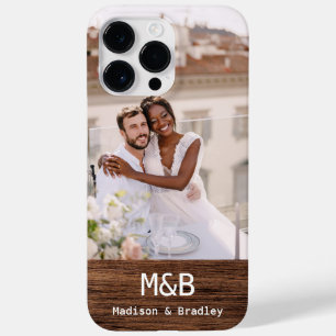 Monogram Foto Couple Wood Persoonlijke naam Case-Mate iPhone 14 Pro Max Hoesje