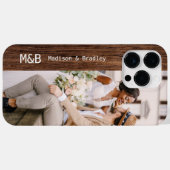 Monogram Foto Couple Wood Persoonlijke naam Case-Mate iPhone Case (Achterkant (horizontaal))