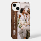 Monogram Foto Couple Wood Persoonlijke naam Case-Mate iPhone Case (Achterkant)