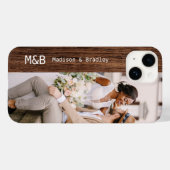 Monogram Foto Couple Wood Persoonlijke naam Case-Mate iPhone Case (Achterkant (horizontaal))
