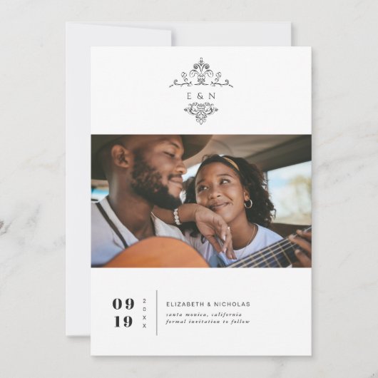  monogram | Foto De datum opslaan Save The Date (Voorkant)